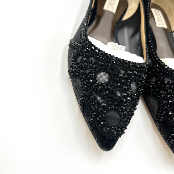 Badgley Mischka BHLDN Size 8 Gigi Pointed Toe Jeweled Black Ballet Flats Shoes - Picture 4 of 13